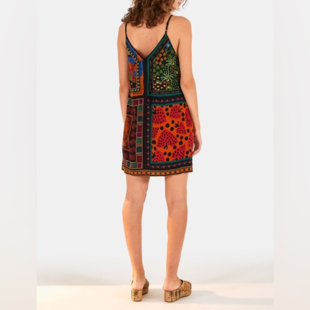 FARM Rio Black Multi-Color Patchwork Mini Dress - Picture 3 of 9